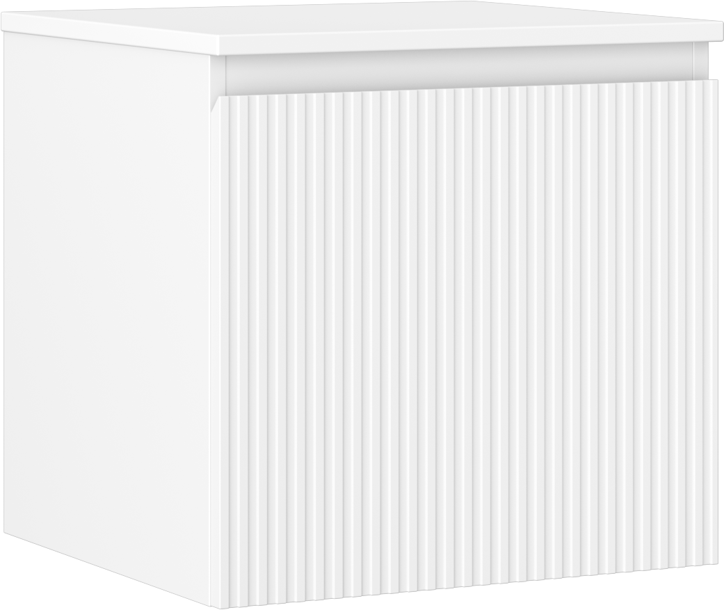 Mexen Rivel szafka łazienkowa podumywalkowa 50 cm z blatem, 1 szuflada, ryflowana , biała mat - 91A20-05047-1-BFC01
