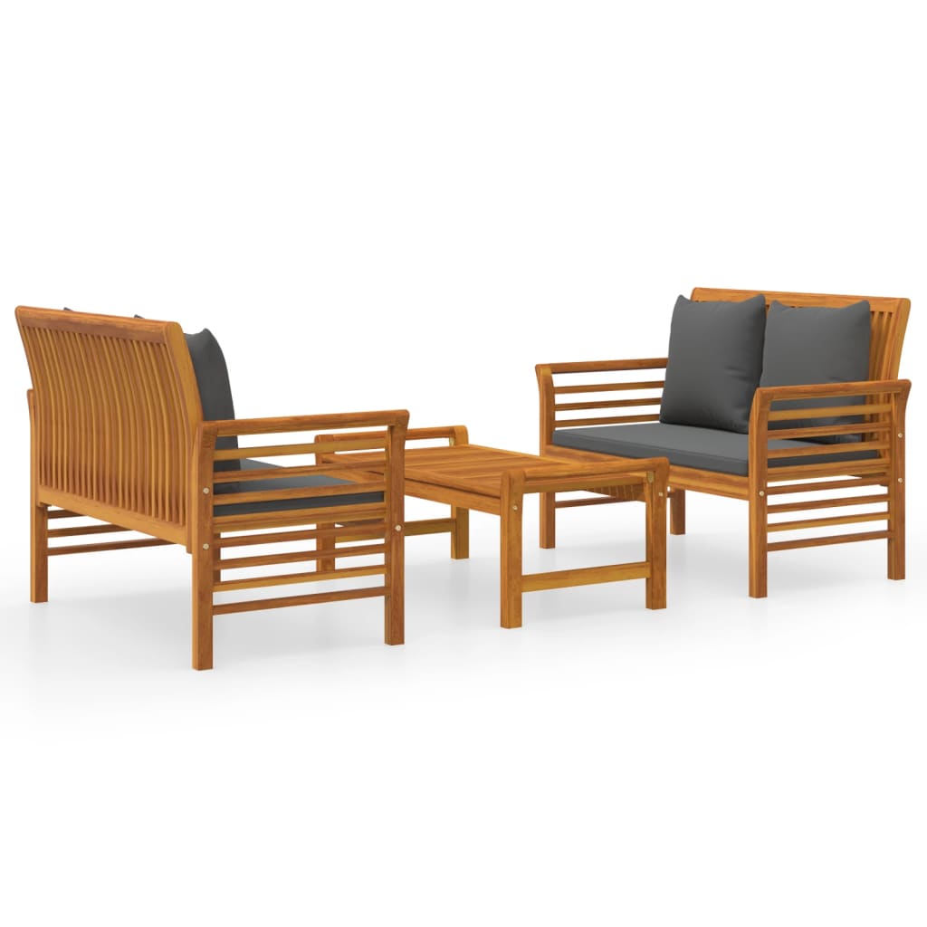 Salon bas de jardin en bois Marron 2 personnes - 2