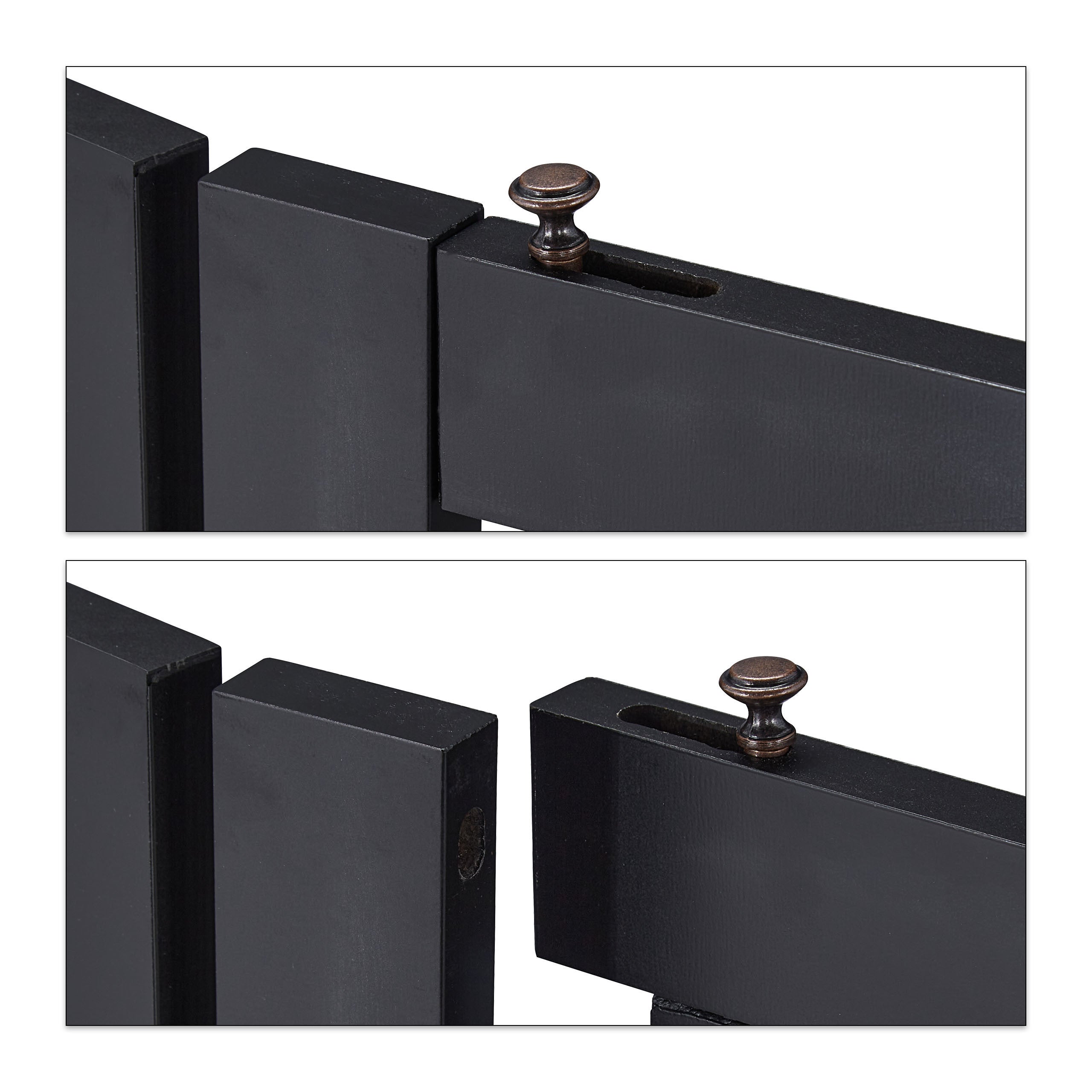 Barrière de sécurité pour chiens à 3 panneaux, pliable et autoportante, avec porte et pieds, en MDF noir, 92 x 154 x 30 cm, Relaxdays - 7