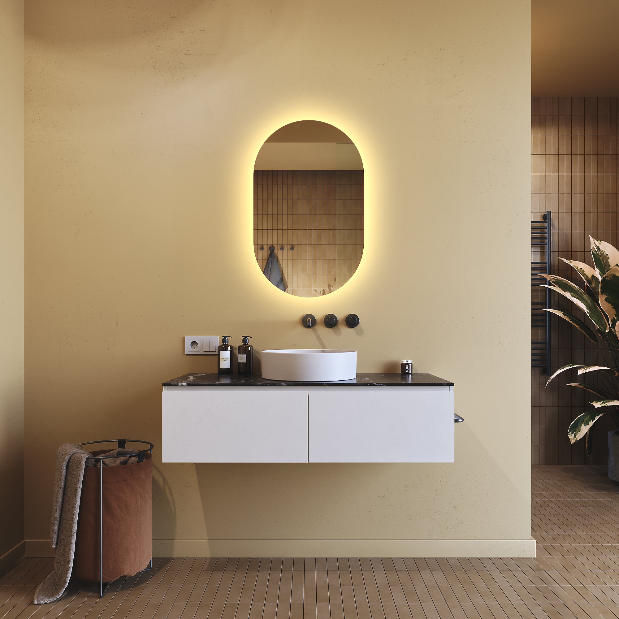 Specchio da bagno con illuminazione a LED (50x80 cm) Specchio illuminato a LED con illuminazione (TST106) Bianco caldo 3000K - 8