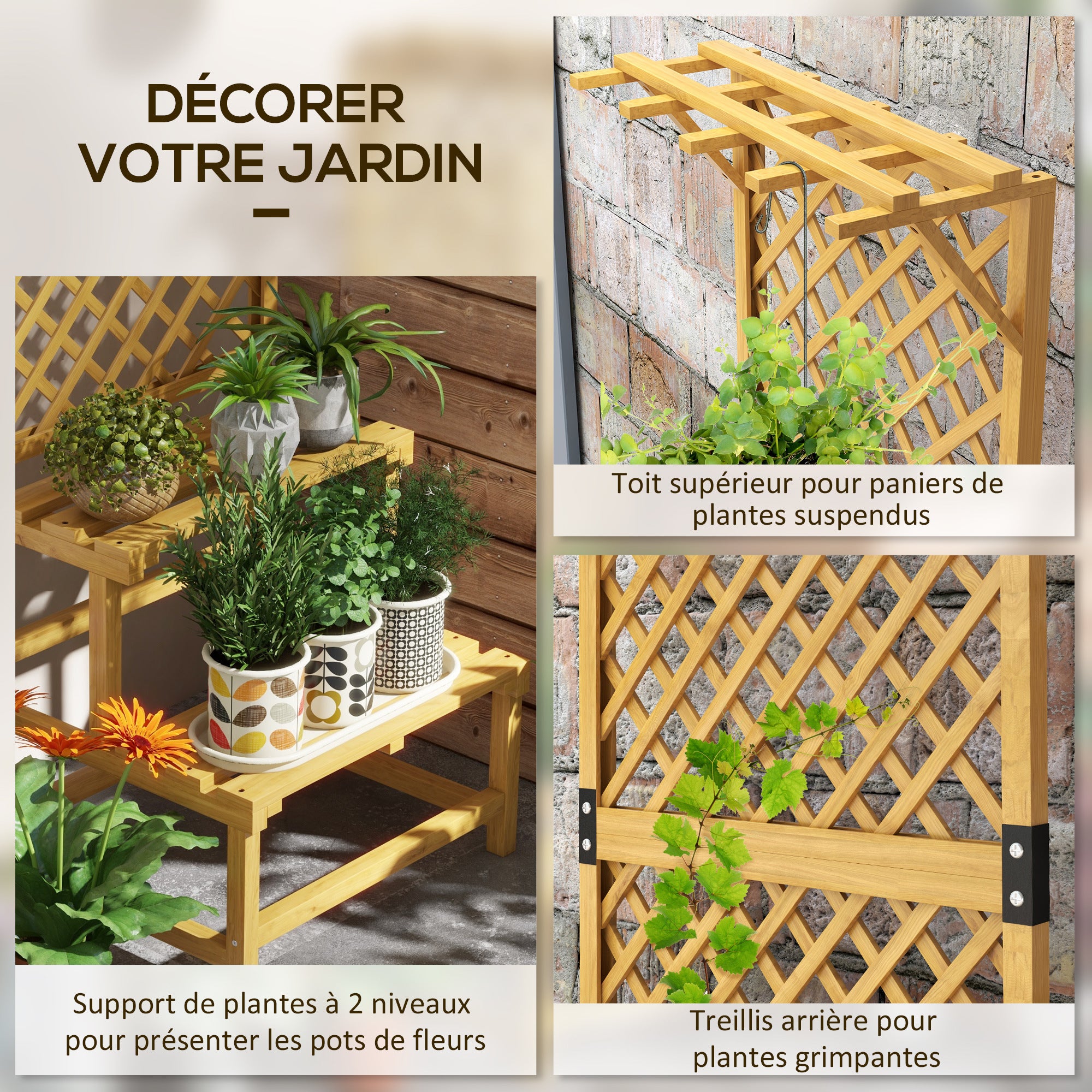Support pour plantes Bois de sapin Outsunny - 4