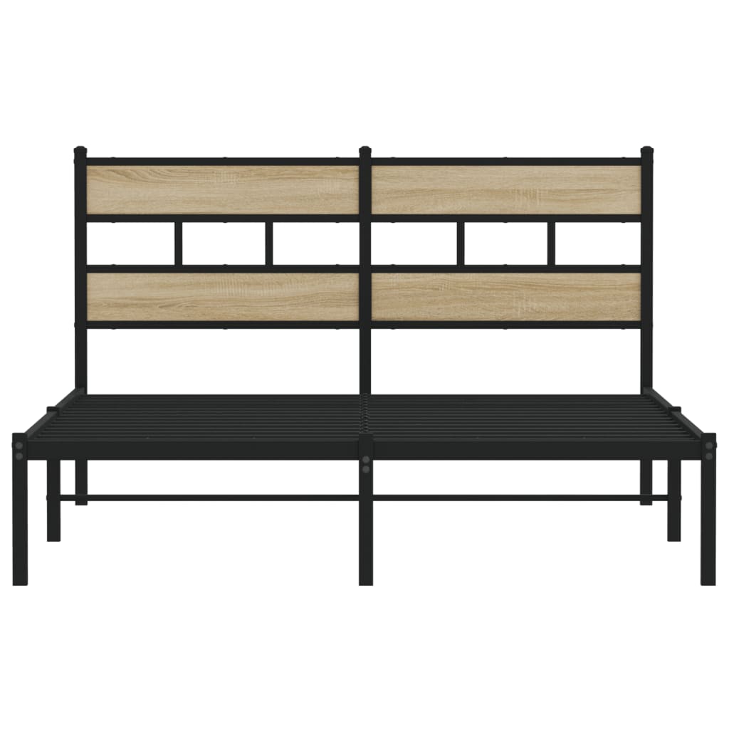Cadre de lit en métal sans matelas chêne 160 x 200 cm - 4
