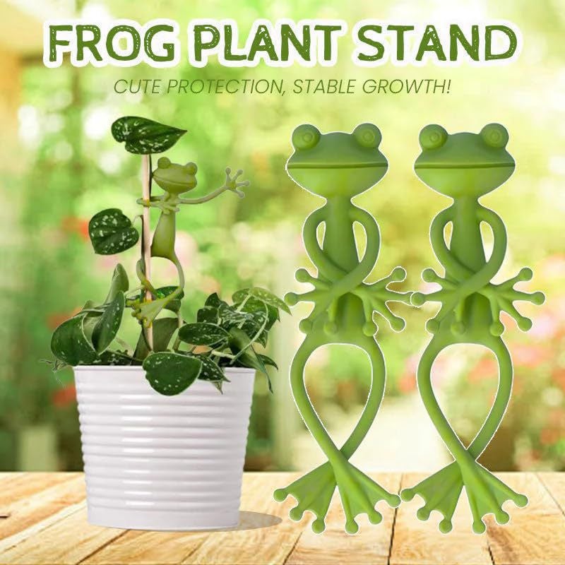 Lot de 10 supports pour plantes en forme de grenouille verte, jolis et stables, pour petites plantes en pot et décorations de jardin d'intérieur - 6