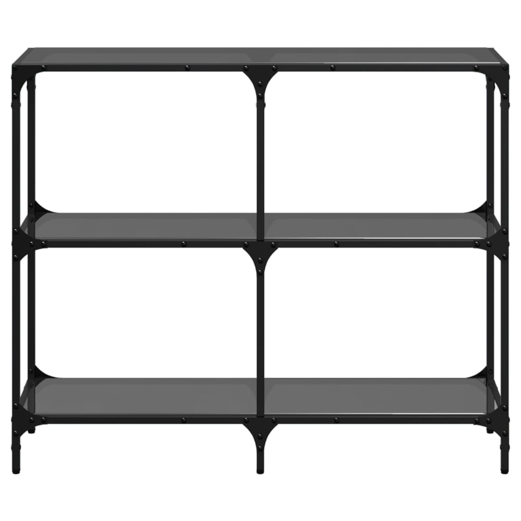 Table console avec plateau en verre noir acier 98x30x81 cm - COMFORTXL - 4