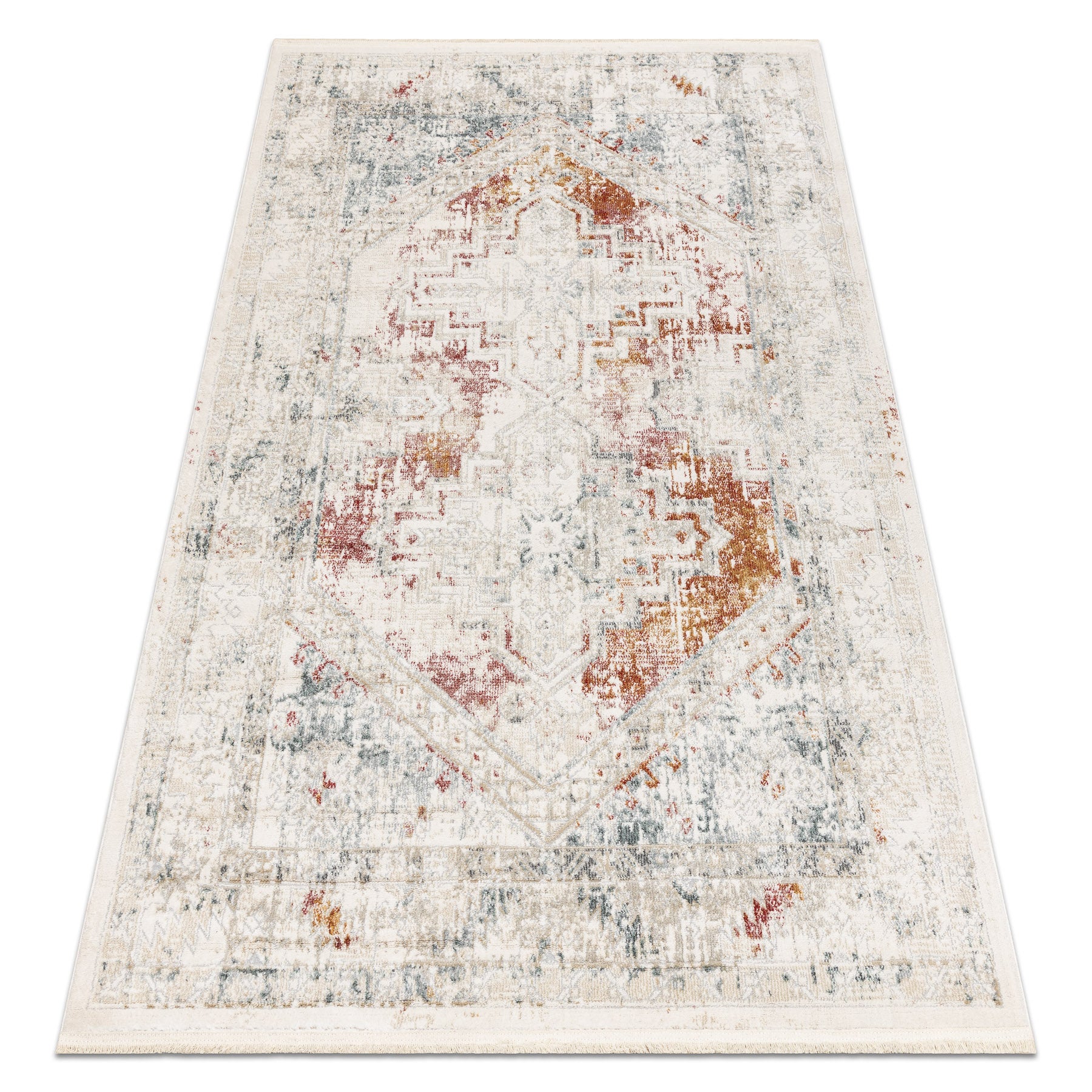 Dywan DISTIN 0100B różowy / pudrowy / biały nowoczesny - Ornament, vintage, frędzle 120x170 cm