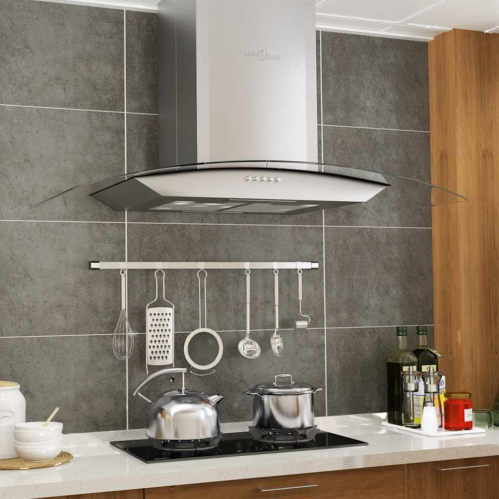 Vidaxl Campana Extractora De Pared 90 Cm Acero Inoxidable 756 M³/H Led Carbón/Plateado Acero Inoxidable, Leroy Merlin