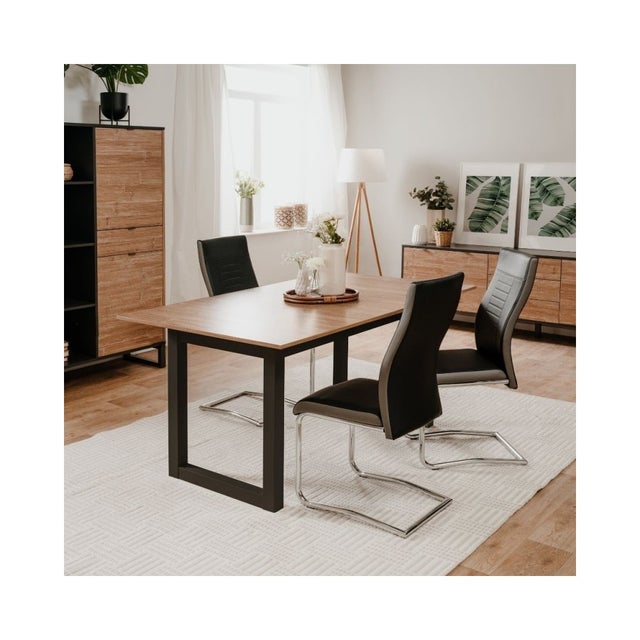 Tavolo Da Pranzo Rettangolare 160x90 Cm In MDF Effetto Legno, Stile Rustico, 4-6 Posti, Per Sala Da Pranzo E Ufficio - 2