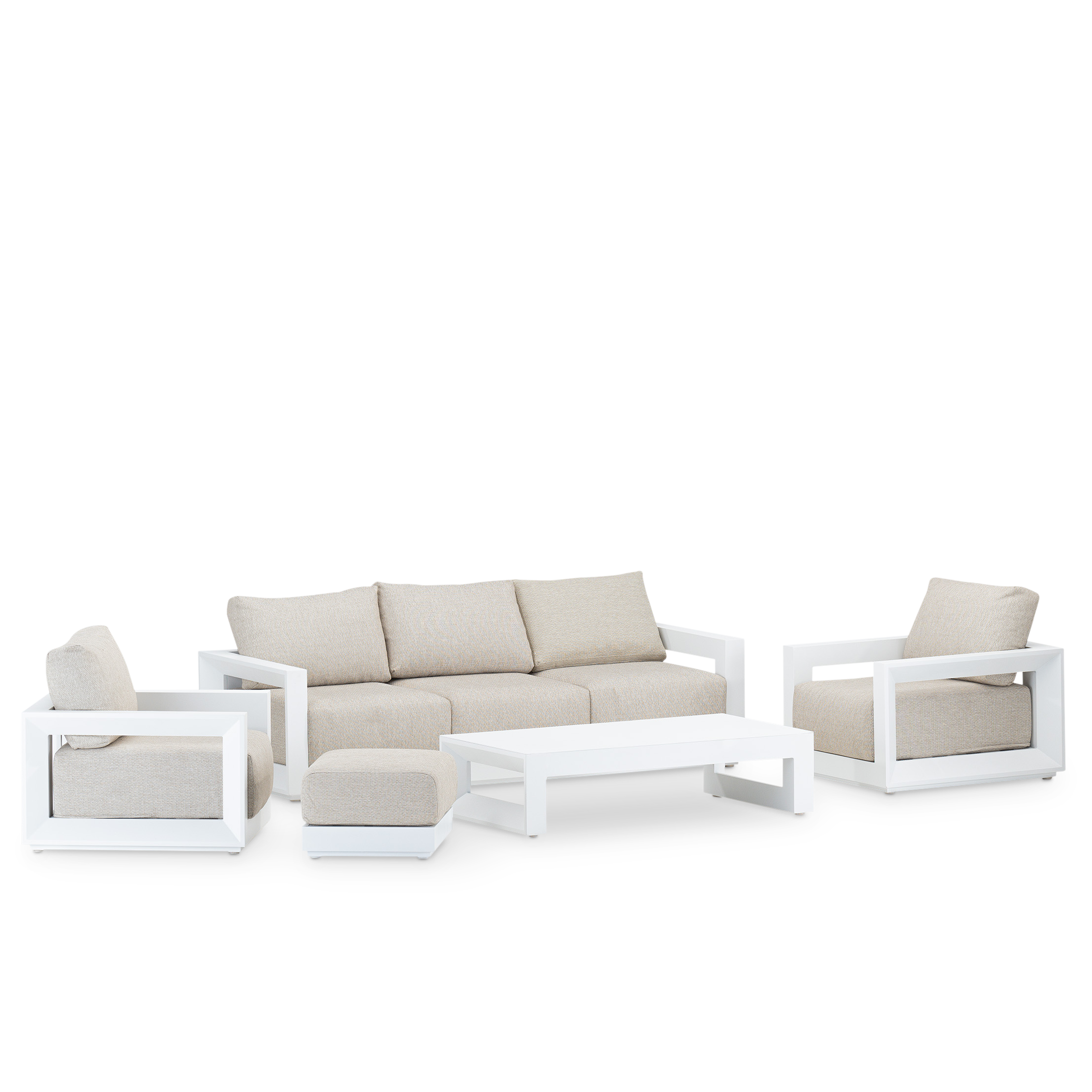 Conjunto de jardín aluminio blanco 5 plazas con reposapiés - san francisco