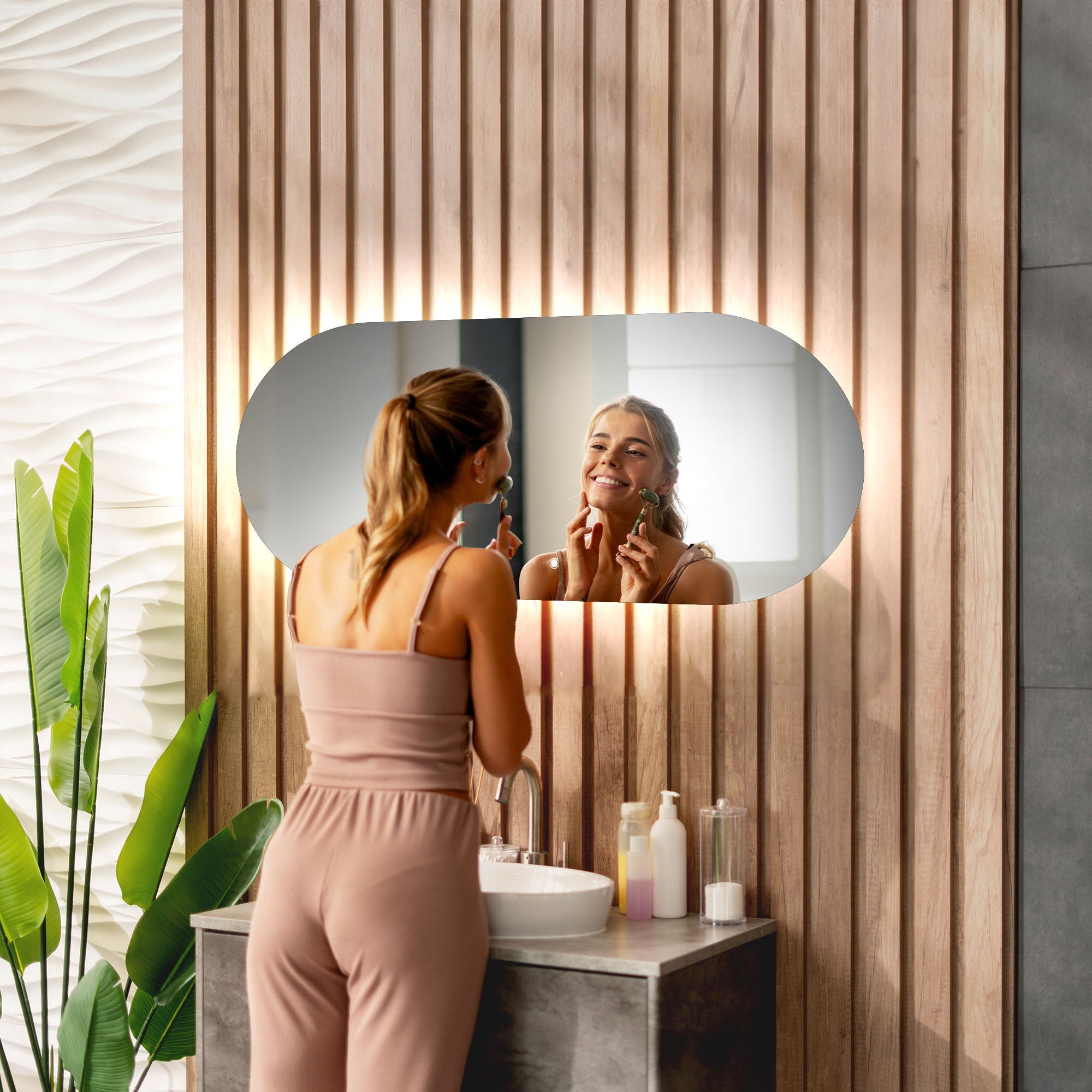 Miroir avec LED Illumination Salle de Bain - Ariana | 140x90 cm | Blanc Froid 7000K | Interrupteur Tactile - 3