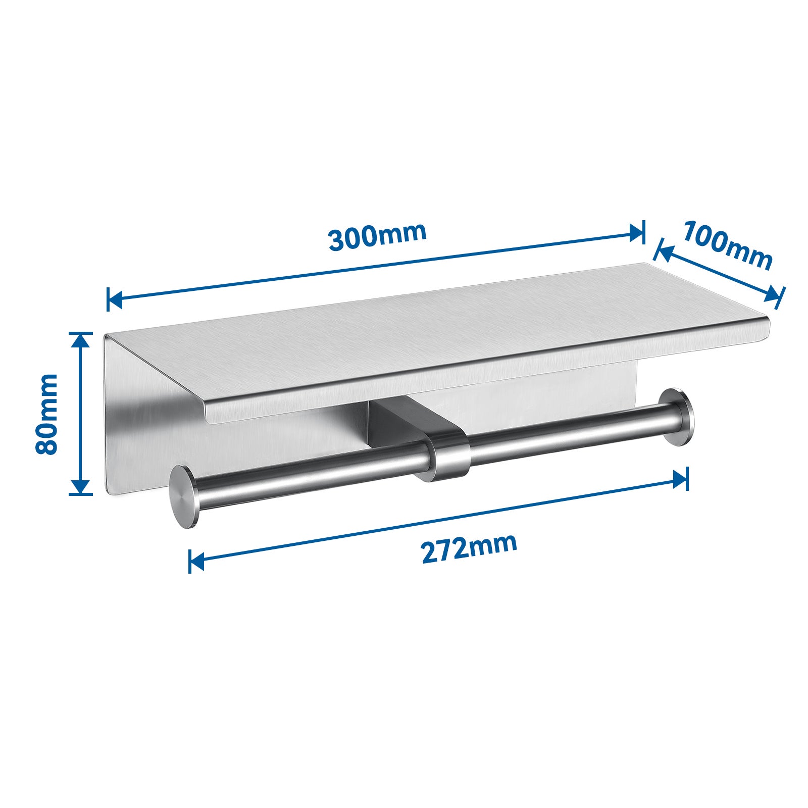 Portarrollos de papel higiénico con estante cepillado. Portarrollos de papel higiénico de acero inoxidable. Estante. - 8