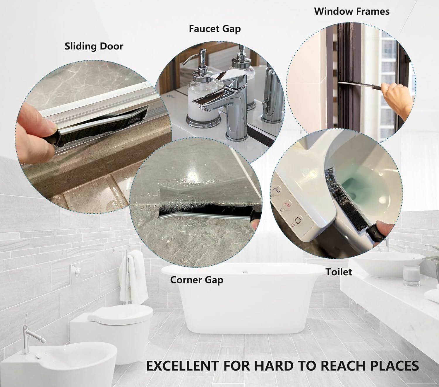 Set 15 Spazzole Per Pulizia Fessure – Rigide E Angolate Per Bagno, Cucina E Finestre – Include Raschietti E Ganci