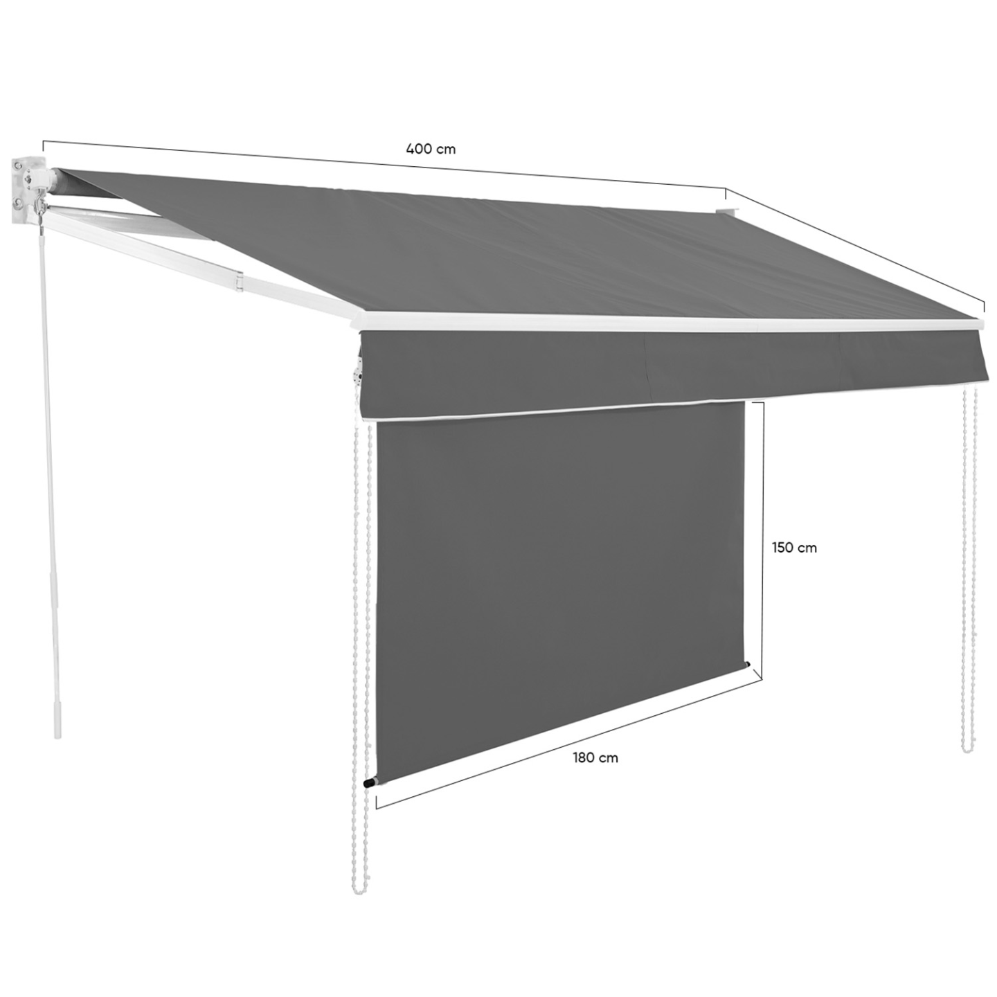 Store banne manuel 4x3 M gris anthracite lambrequin H.1,50 M - 4