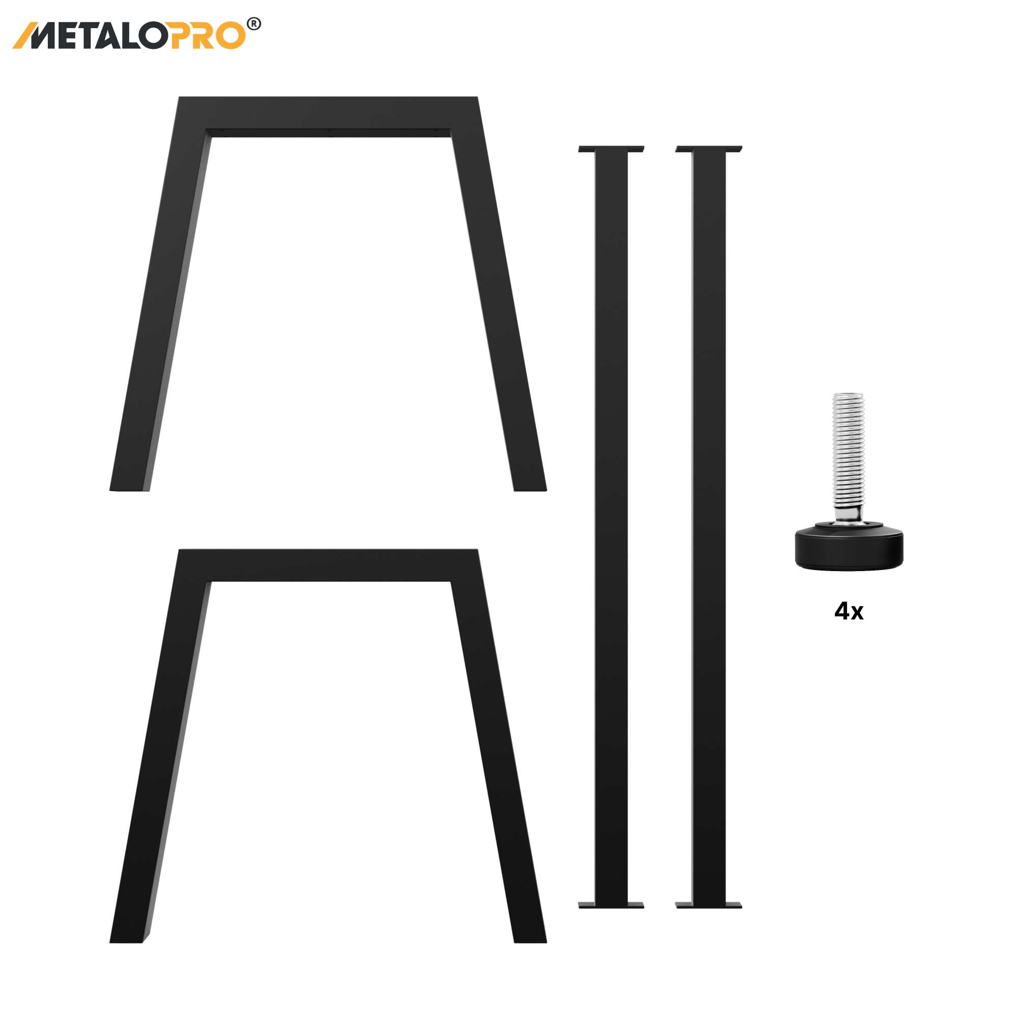 MetaloPro Thusia Extreme - Pieds de table en métal noir, stables, forme trapèze, robustes pour table à manger, bureau et salon - 140x80x72 - 5