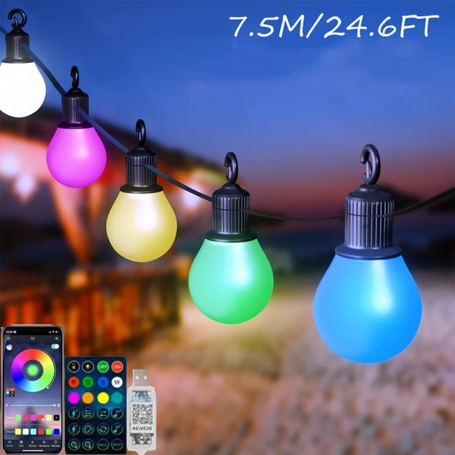 Guirlande lumineuse d'extérieur de 7,5 m avec application et ...