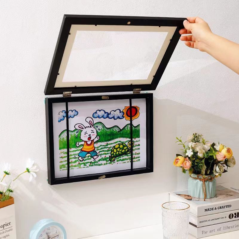 Cadre photo mural magnétique créatif pour enfants, 2pcs sans perçage, multifonction, rangement, style moderne et minimaliste - 4