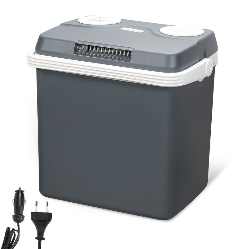 Nevera eléctrica portátil gris capacidad 32l conector 12/230v refrigeración hasta 18°c por debajo de la temperatura ambiente