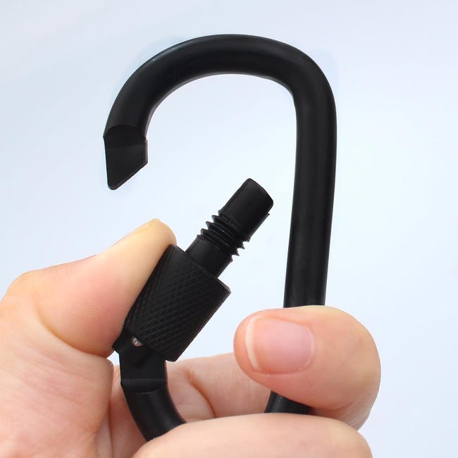 SZXMDKH Mousqueton Tactique 2 Pièces - Porte-Clés Alliage Aluminium Avec Verrouillage à Vis, Noir