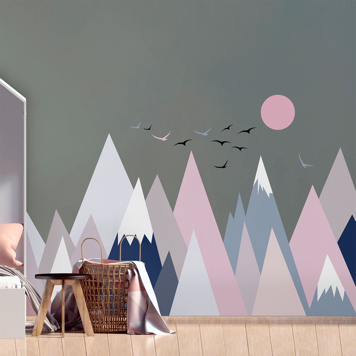 Stickers enfant montagnes scandinaves ilonka 120 x 180 cm - 3