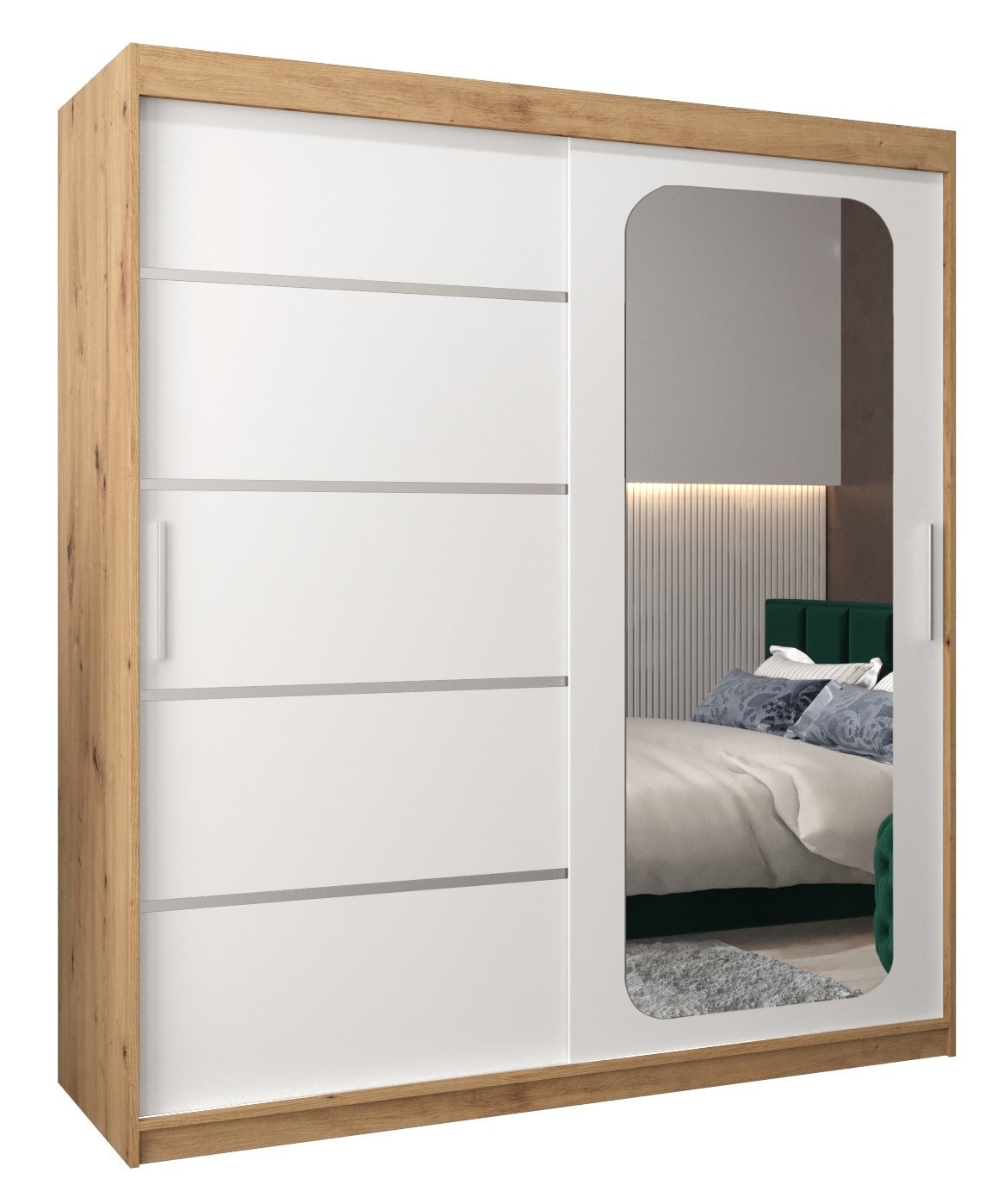 Szafa przesuwna garderoba PROMO V2 180 x 62 x 200 cm Artisan + Biały - Abiks Meble