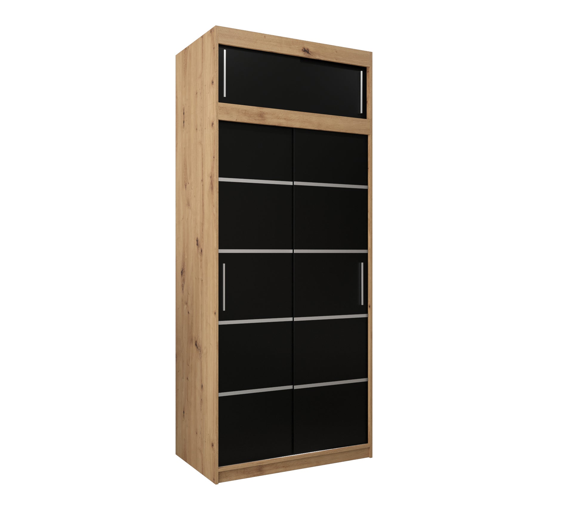 Szafa przesuwna z nadstawką garderoba Verona 1 100 x 62 x 240 cm Artisan + Czarny - Abiks Meble