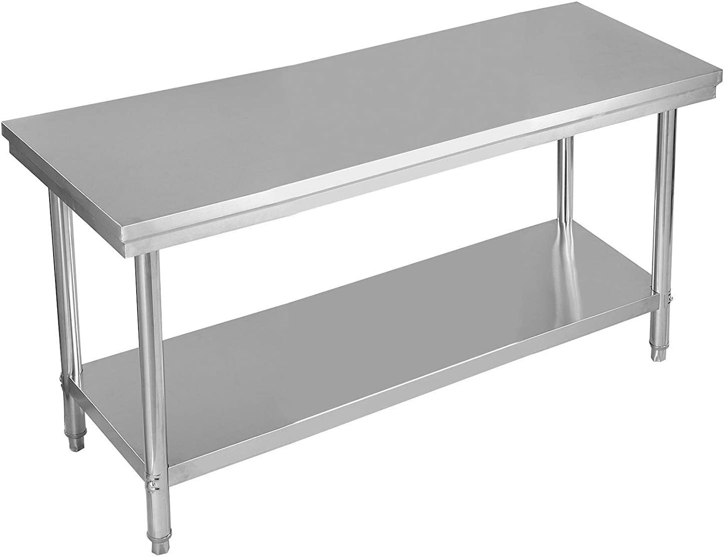 Tavolo Da Lavoro A 3 Livelli In Acciaio Inox - Scaffale Regolabile, Portata 30 Kg/livello, Per Cucina, Ristorante, Officina