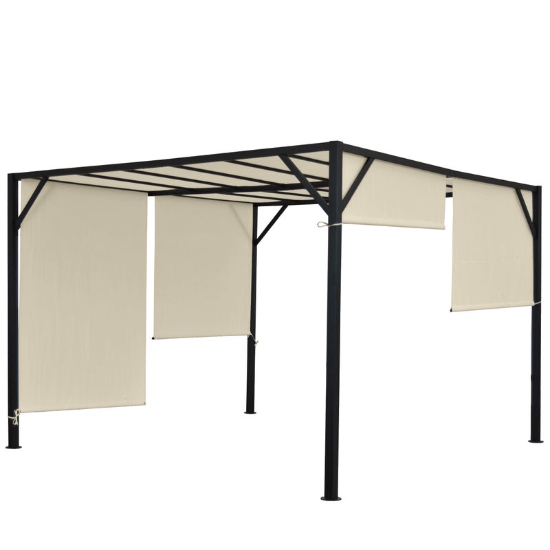 Pergola Baia, zadaszenie patio pawilonu ogrodowego, solidna stalowa rama 6cm + rozsuwany dach ~ 4x3m