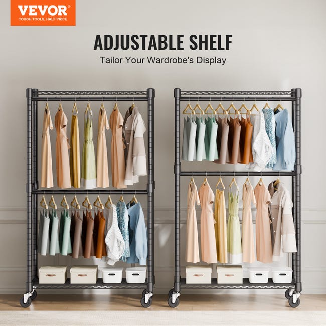 Porte-Manteau Vintage Vestiaire, Meuble d'entrée avec Étagère à 3 Niveaux, Garde-Robe, Etagère Porte-Manteau Vintage Vestiaire, Meuble d'entrée avec Étagère à 3 Niveaux, Garde-Robe, Etagère