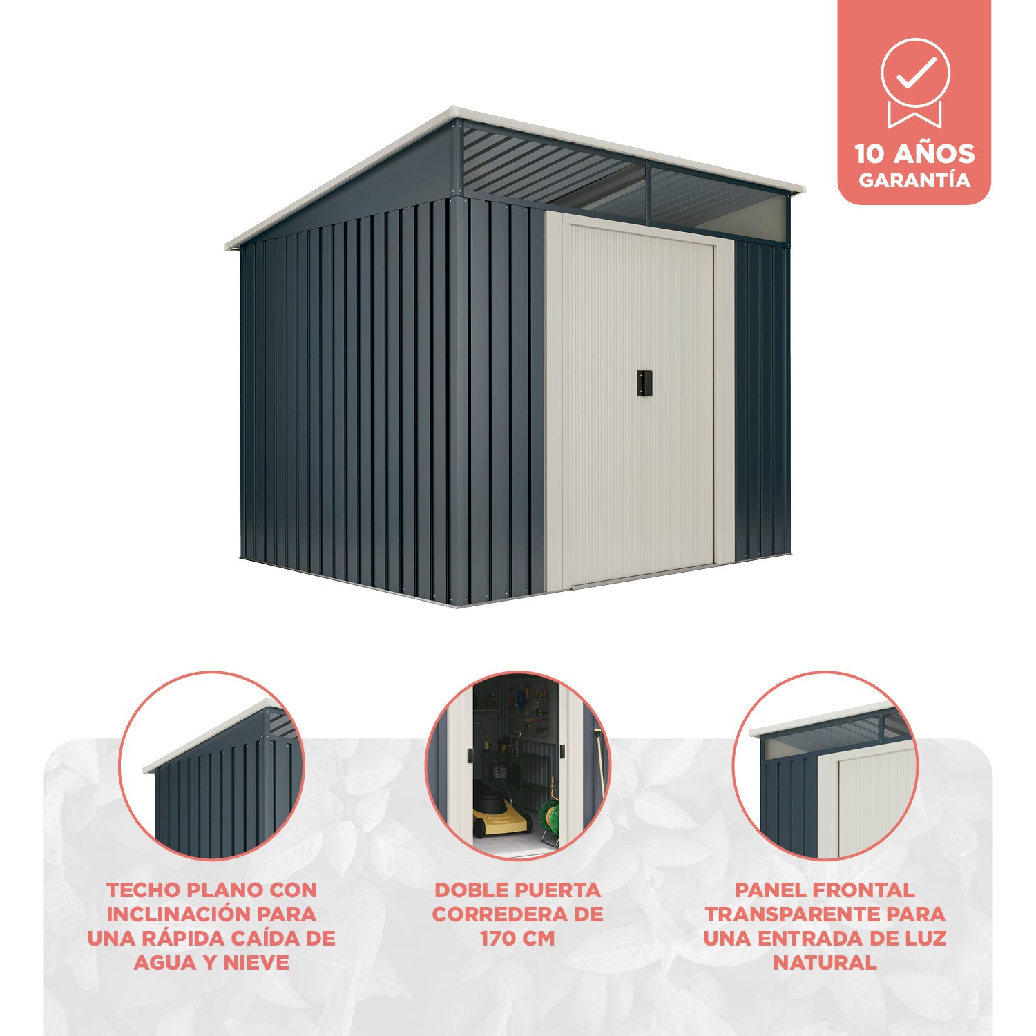 Abri de Jardin en Métal 4,6m2 Wasabi Stark avec fenêtre - Garantie 10 ans - 194x239x203cm - Cabane de jardin - 6