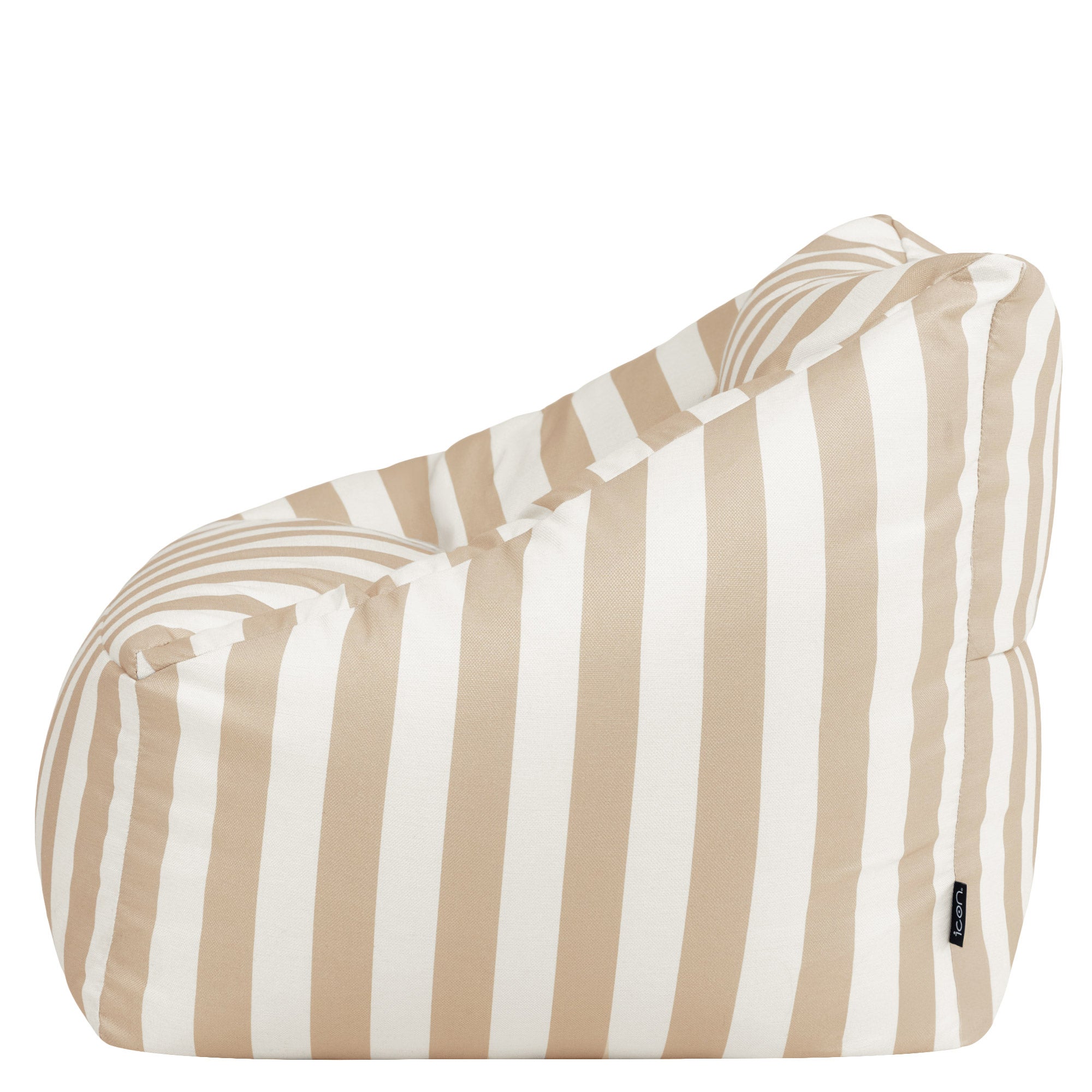 Pouf fauteuil Icon en tissu tissé Oeko-Tex® rayé beige taupe, intérieur et extérieur, jardin, salon, 97x84cm - 5