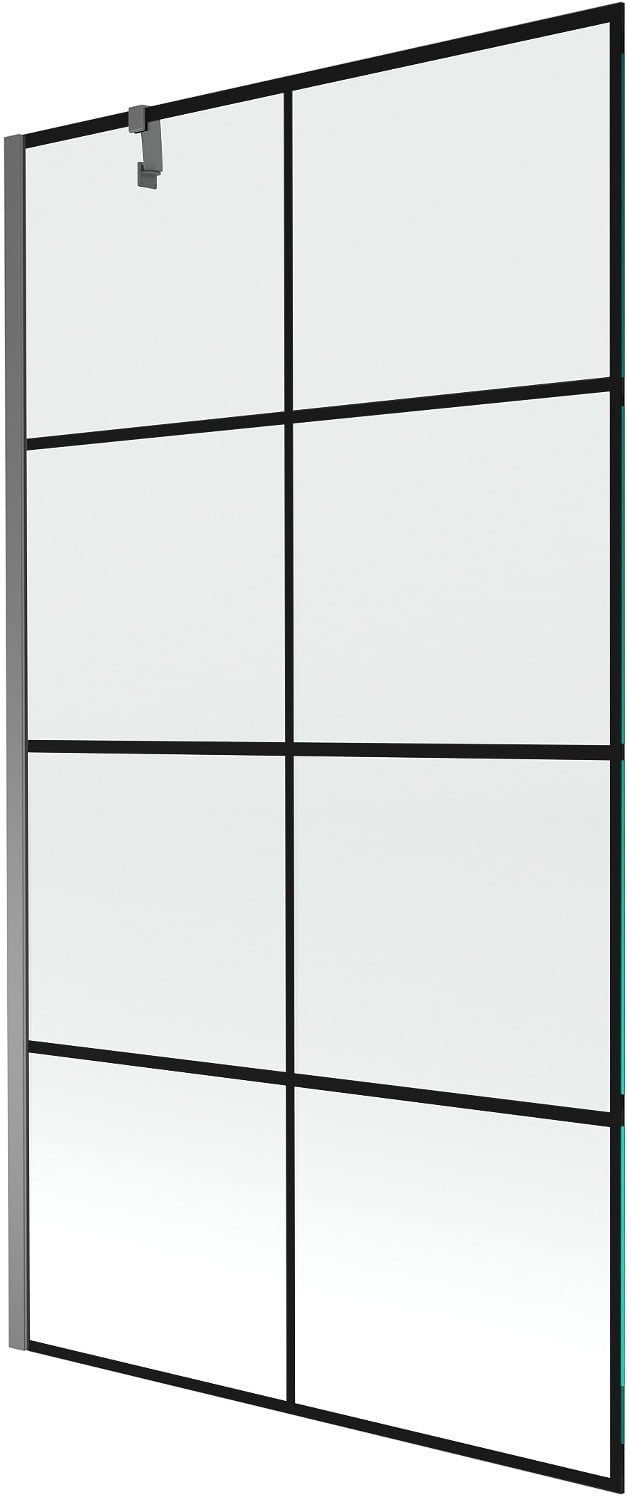 Mexen Next parawan nawannowy 1-skrzydłowy 100 x 150 cm, czarna kratka, gun metal - 895-100-000-00-77-95