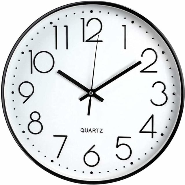 100 Pièces Horloge Murale Moderne 12 Pouces Quartz Silencieuse Ronde Noir Blanc
