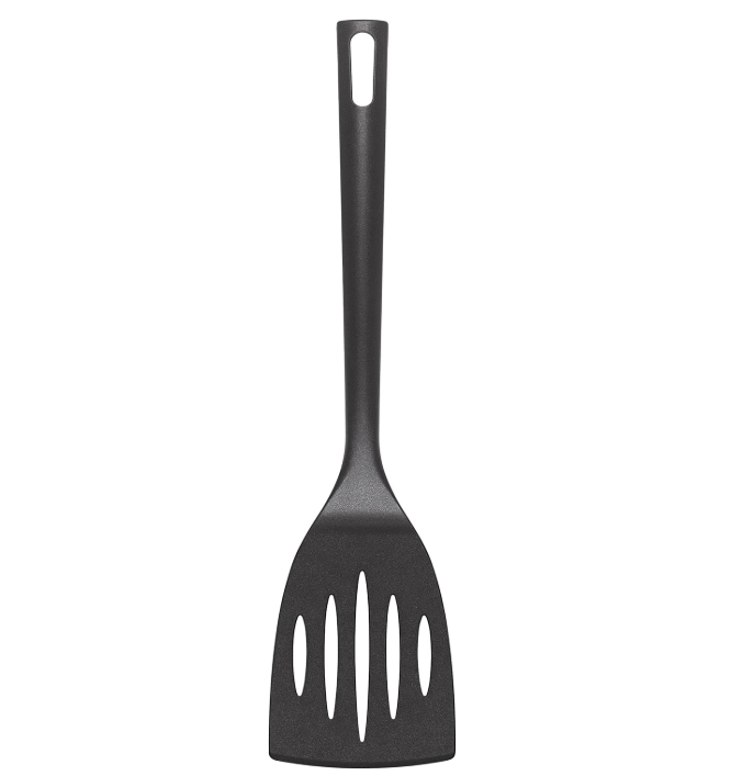 Elastyczna nylonowa szpatułka z otworami, bez BPA, do naczyń z powłoką zapobiegającą przywieraniu, część zestawu przyborów kuchennych, czarna