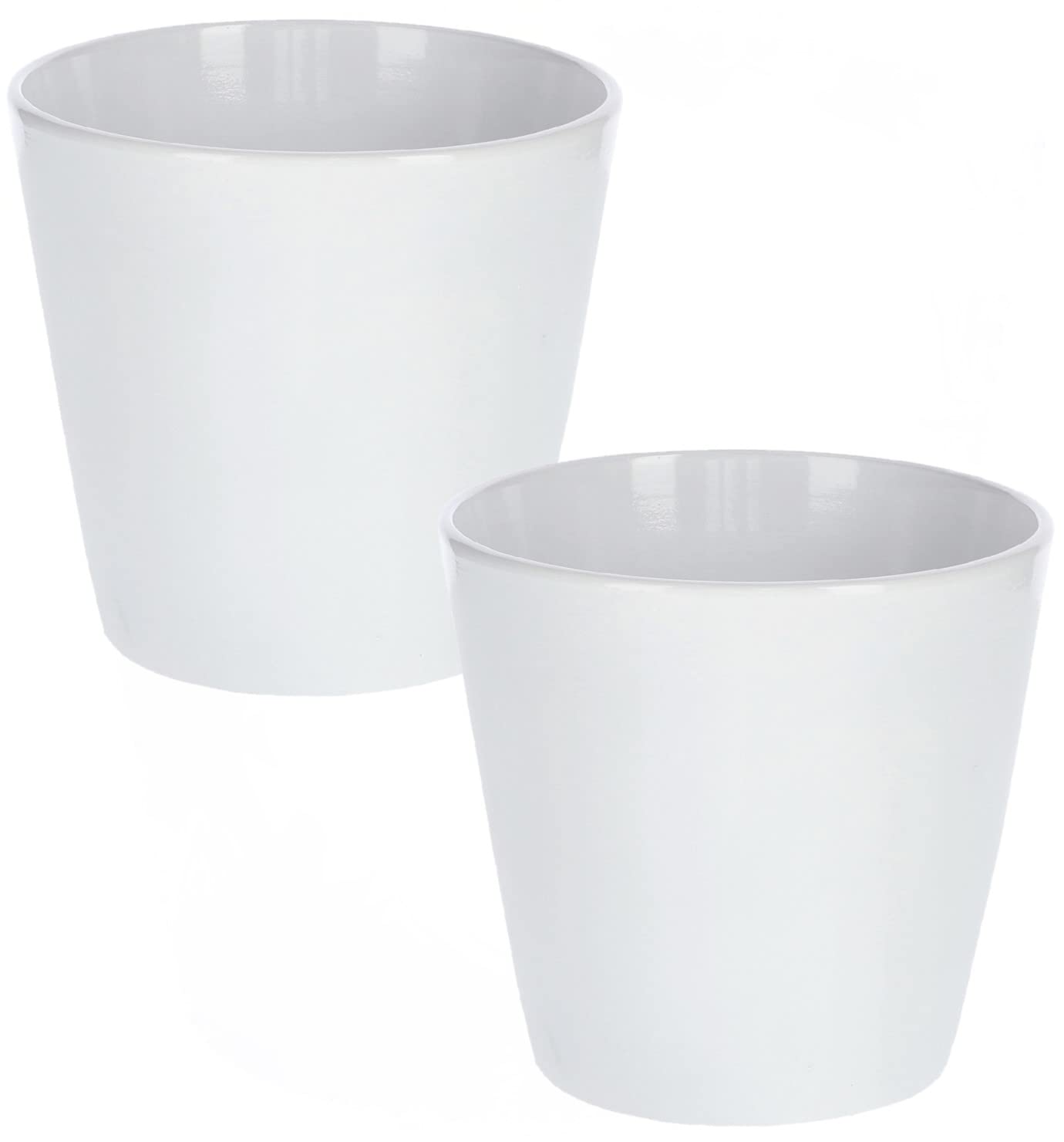 Zestaw 2x doniczka donica osłonka ceramiczna na kwiaty rośliny biała 13 cm - KOTARBAU