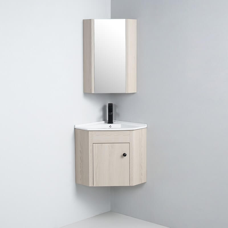 Meuble Miroir d'Angle de salle de bain Chêne Gris 31x31cm - Scandinave - 5