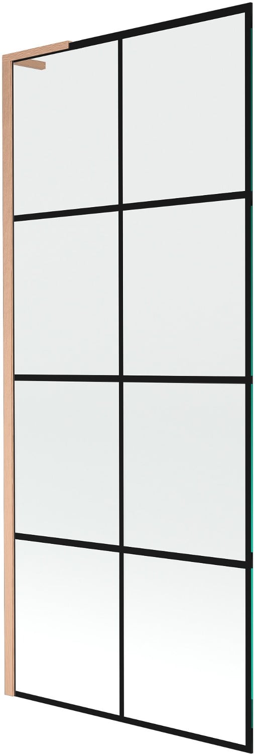 Mexen Next L parawan nawannowy 1-skrzydłowy 80 x 150 cm, czarna kratka, miedź szczotkowana - 895-080-000-03-77-65