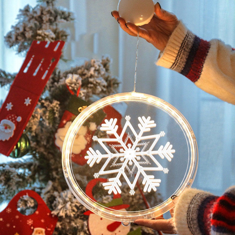 Nastrojowa dekoracja wnętrz, świąteczne lampki kurtynowe, ciepłe światło, świąteczne płatki śniegu, 16cm