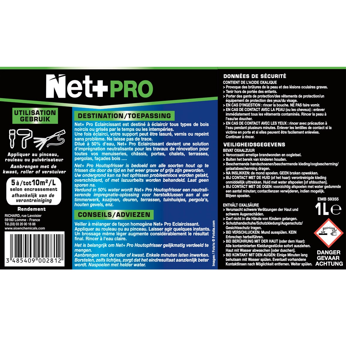 Net+ Pro Eclaircissant spécial Bois - 1 Litre - 2
