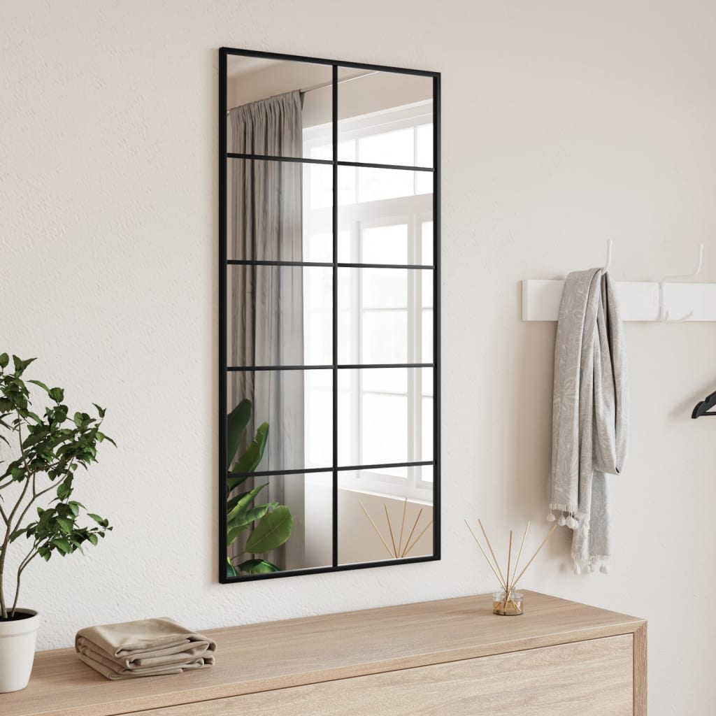 Espejo de pared，espejo de baño rectangular de hierro negro 50x100 cm cfw75796