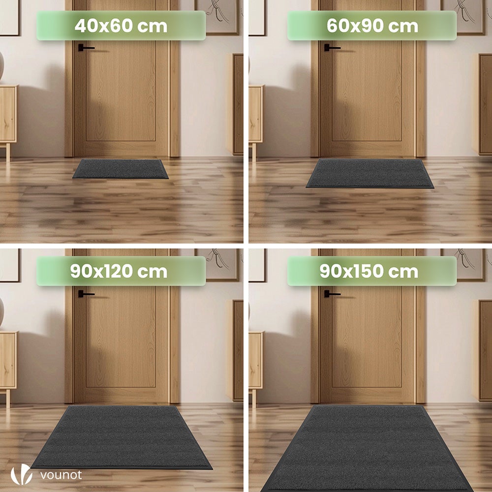 Tapis de porte paillasson d'entrée 60x90cm - antidérapant antipoussière imperméable lavable - gris-noir - VOUNOT® - 5