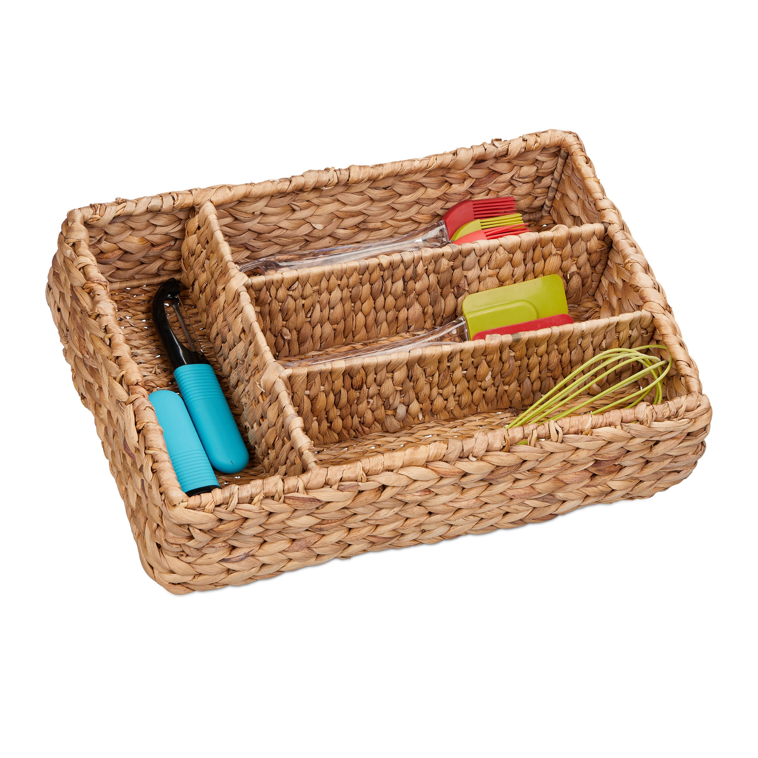 Relaxdays Cubertero Cajón, Compartimentos, Organizador Cubiertos