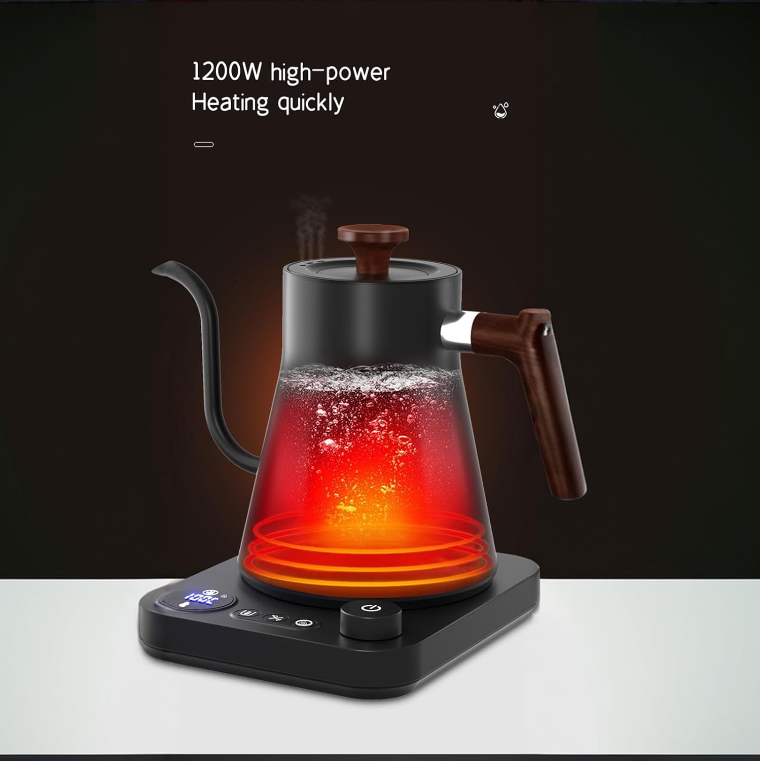 Hervidor eléctrico cuello de cisne—control ±1°F, acero inoxidable 304, ultrasilencioso, para café y té, autoapagado al hervir, 8 protecciones - 2