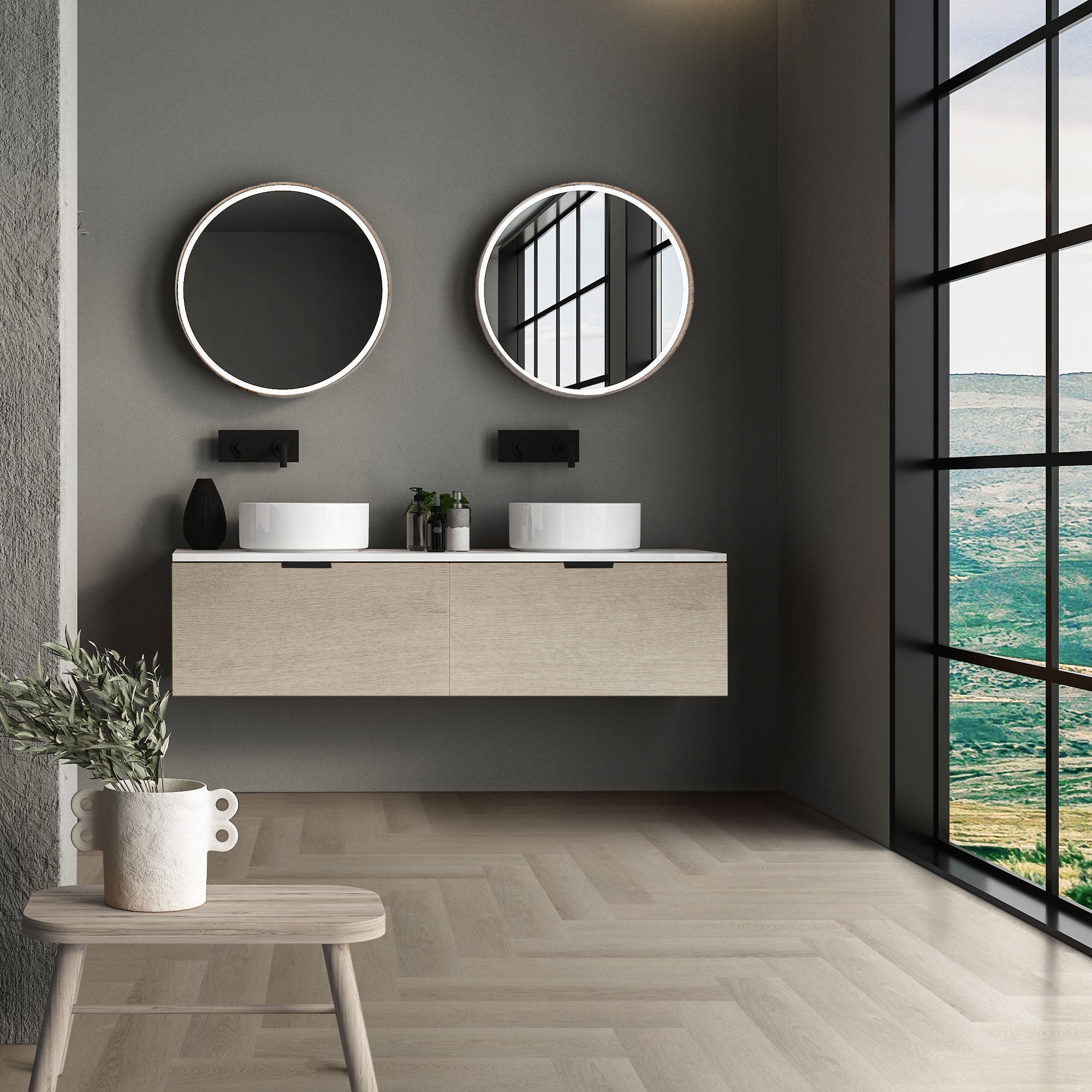 ML-Design Deluxe panele winylowe 61x12,8 cm x 4,2 mm 4,68 m²/60 desek jodełka jasny dąb antypoślizgowe wodoodporne klasa 34 wygląd drewna