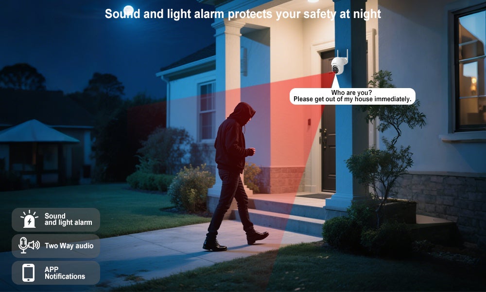 Caméra de surveillance sans fil WiFi extérieure solaire 4MP panoramique 360°, détection PIR, audio bidirectionnel-ZOOHI - 8