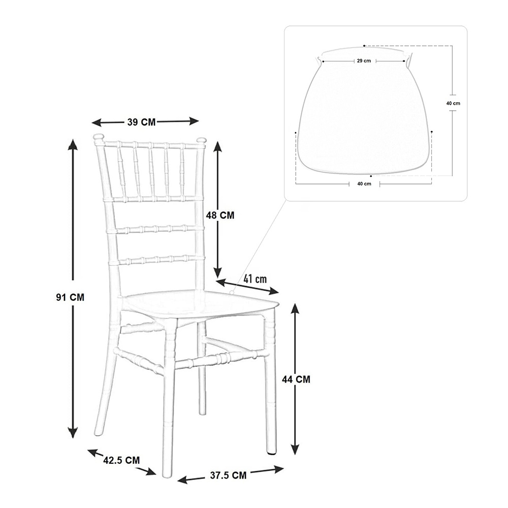 Sedia chiavarina in polipropilene bianca modello rinforzato