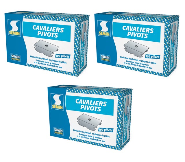 Bride de Fourrure Cavalier Pivot Semin, pour Plafond Suspendu, Boite de 100, lot de 3