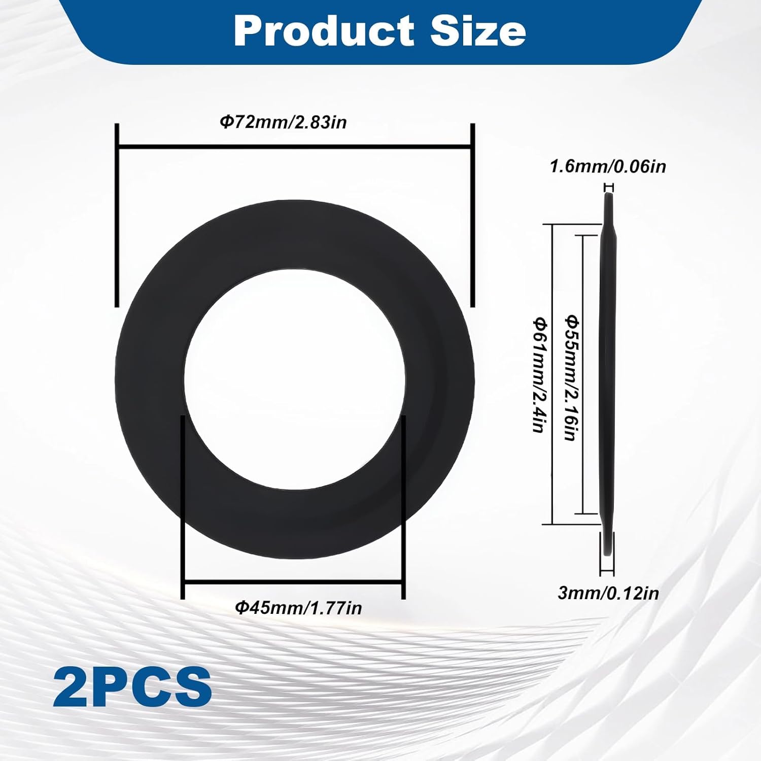 2PCS Joint Chasse d'Eau WC Compatible avec Siamp Optima 49 50, 72 mm x 45 mm Joints Valve Chasse-d'eau Rechange en silicone 34490507 (Noir) - 2