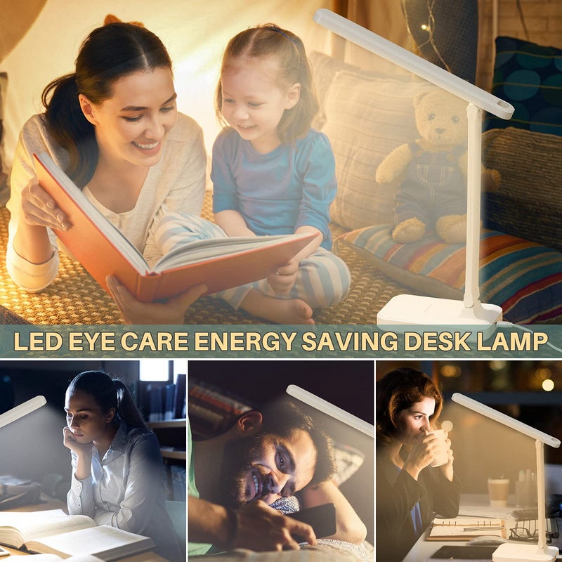 Lampe de bureau,lampe de table LED,pliable 3 couleurs niveaux d'éclairage,USB charge,contrôle tactile,avec protection des yeux LED lumière bureau - 5