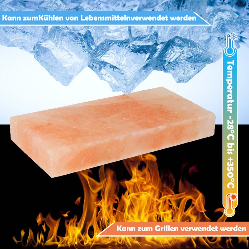 Pedra para grelhar com suporte Pedra para grelhar SALT BBQ bife tempero 30x20x3cm pedra para grelhar sal 2X - 4