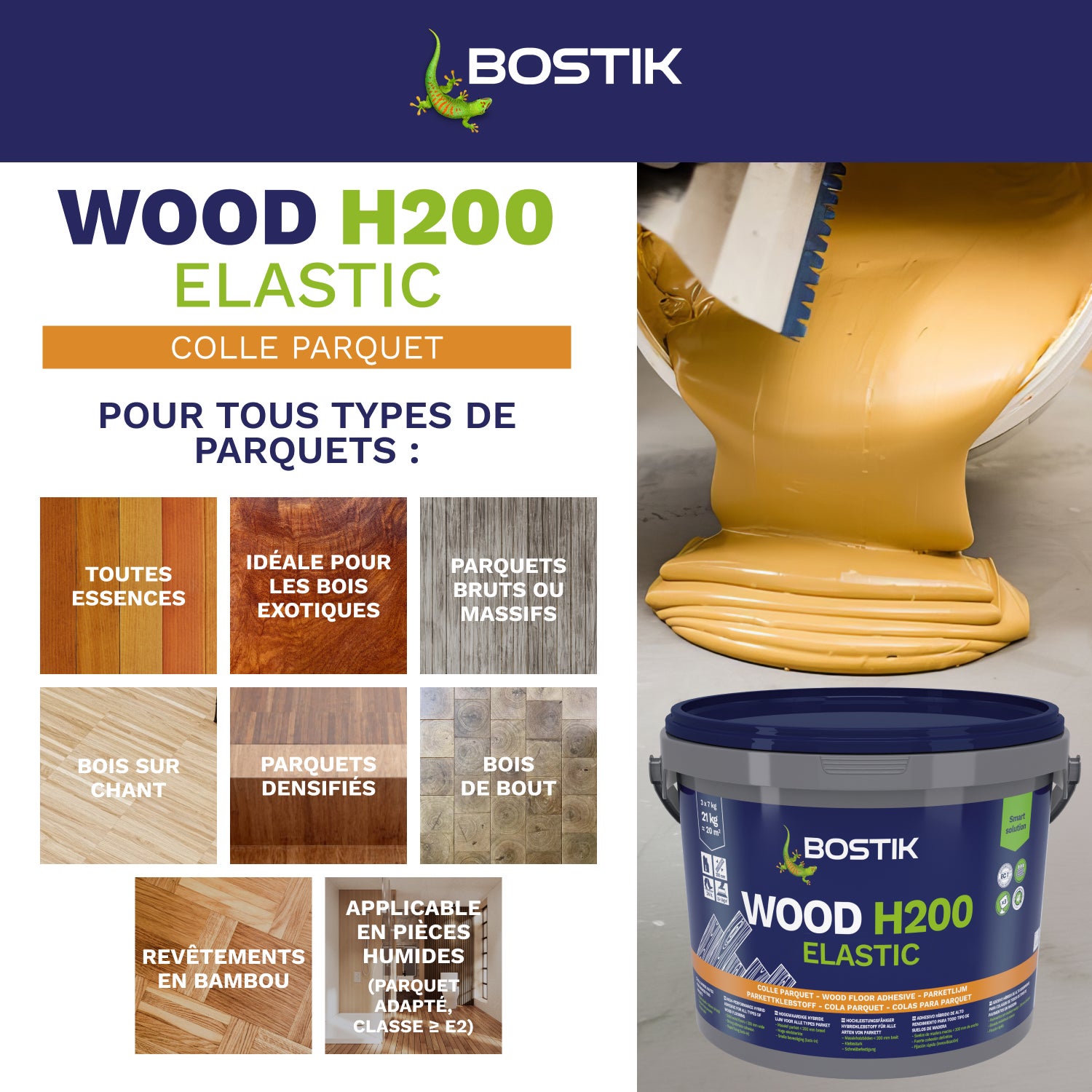 COLLE PARQUETS WOOD H200 ELASTIC-P 21KG - BOSTIK - 5