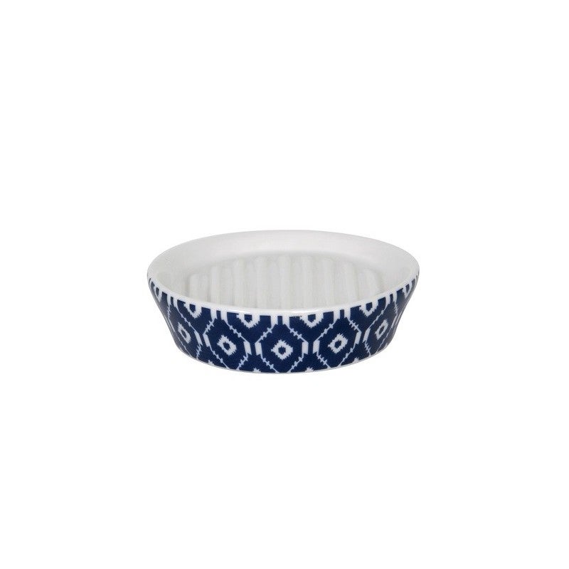 Distributeur De Savon Céramique AMADORA – Bleu Et Blanc Par MSV – Élégant Pour La Salle De Bain